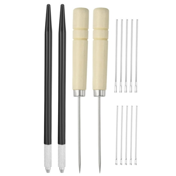 Uxcell Doll Hair Rooting Holders Kit, 0.6mm/0.8mm Doll Hair Rerooting Knitting Needles with Wood Awls Crochet Hooks Doll Wig Tool for Doll Hair Making Supplies DIY Crafts, Black