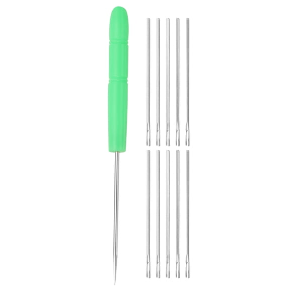 Uxcell Doll Hair Rooting Kit, 0.8mm Doll Hair Rerooting Knitting Needles with Plastic Awls Wig Tool for Making Supplies DIY Crafts Replacement Accessories, Green