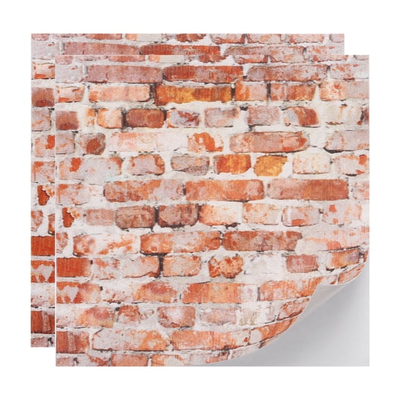 Uxcell Dollhouse Flooring, 3.94" Square, PU Self Adhesive Miniature Dollhouse Brick Flooring Peel and Stick (Red) - (Applications: for Dollhouse Decoration), 2-Pieces