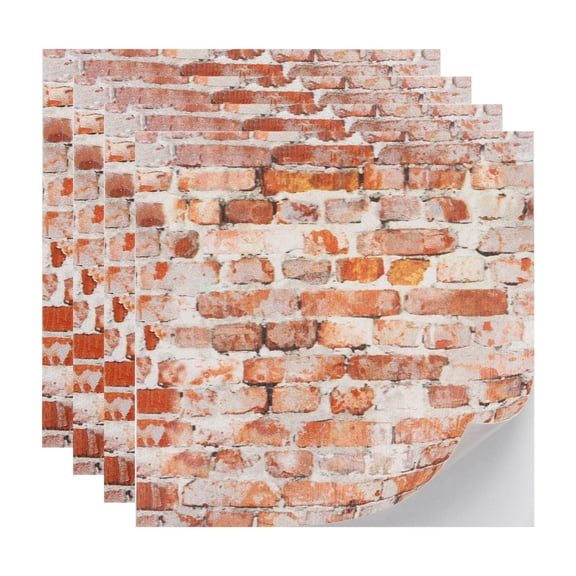 Uxcell Dollhouse Flooring, 3.94" Square, PU Self Adhesive Miniature Dollhouse Brick Flooring Peel and Stick (Red) - (Applications: for Dollhouse Decoration), 4-Pieces