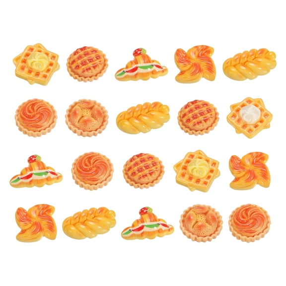 Uxcell Dollhouse Miniature Food, Cute Mixed Lattice Cookies Figures Toys Mini Resin Foods for Pretend Play Kitchen Cooking Game & Doll House Decor (Mixing Colors, 20pcs)