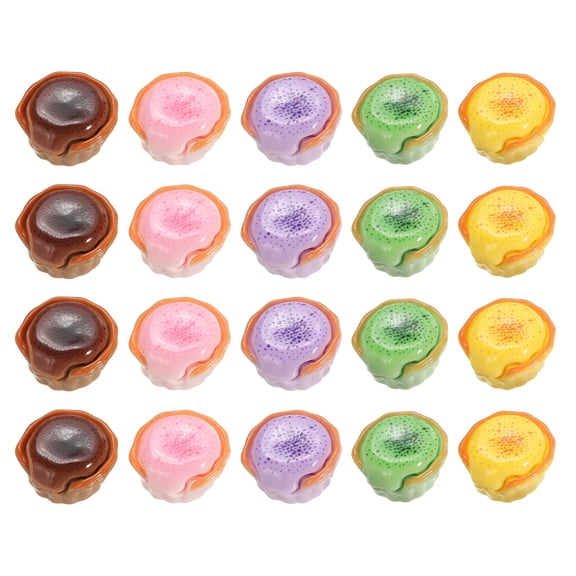 Uxcell Dollhouse Miniature Food, Cute Mixed Molten Dessert Figures Toys Mini Resin Foods for Pretend Play Kitchen Cooking Game & Doll House Decor (Mixing Colors, 20pcs)