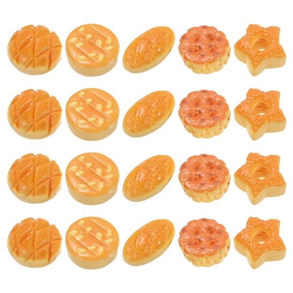 Uxcell Dollhouse Miniature Food, Cute Mixed Star Cookies Figures Toys Mini Resin Foods for Pretend Play Kitchen Cooking Game & Doll House Decor (Yellow, 20pcs)
