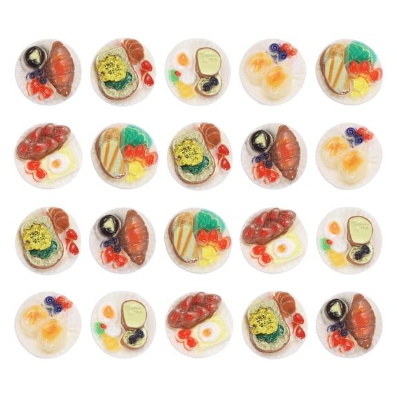 Uxcell Dollhouse Miniature Food, Cute Mixed Western Steak Figures Toys Mini Resin Foods for Pretend Play Kitchen Cooking Game & Doll House Decor (Mixing Colors, 20pcs)