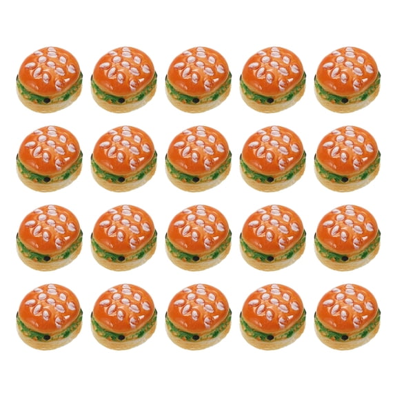 Uxcell Dollhouse Miniature Food, Cute Sesame Burger Figures Toys Mini Resin Foods for Pretend Play Kitchen Cooking Game & Doll House Decor (Mixing Colors, 20pcs)