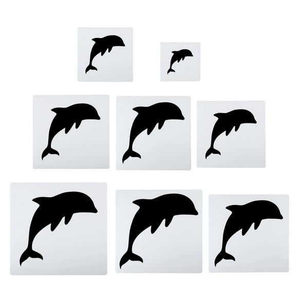 Uxcell Dolphin Painting Stencils, 8 Pack Paint Stencils Reusable Painting Template Stencil for Drawing, White