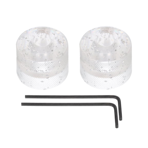 Uxcell Dome Knob Guitar Knob 6mm Flake Glitter Transparent Plastic Volume Tone Control with Inner Hexagon Spanner 2Pack