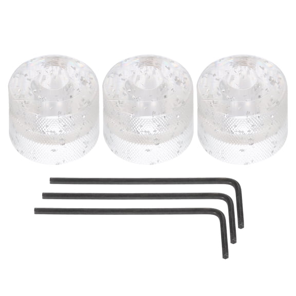 Uxcell Dome Knob Guitar Knob 6mm Flake Glitter Transparent Plastic Volume Tone Control with Inner Hexagon Spanner 3 Pack