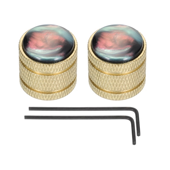 Uxcell Dome Knobs Guitar Knob 6mm Black Shell Top Gold Metal Volume Tone Control with Inner Hexagon Spanner 2 Pack