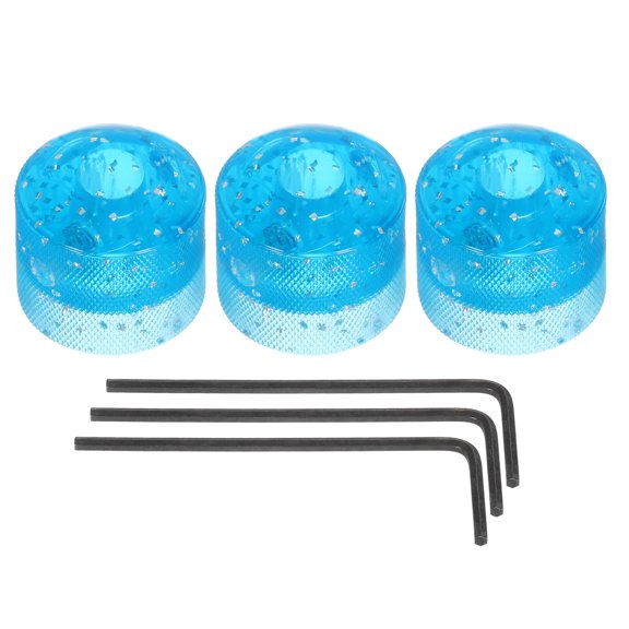 Uxcell Dome Knobs Guitar Knob 6mm Flake Glitter Blue Plastic Volume Tone Control with Inner Hexagon Spanner 3 Pack
