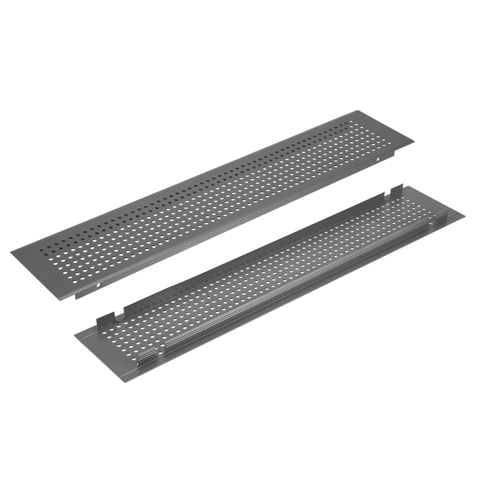 Uxcell Door Air Vent Cover,16 x 3 Inch (L x W) Cabinet Vent Two Sided Door Grille Heavy Duty Rust-Proof for Floor Cabinet Bathroom Kitchen, Grey (Openings 14.3 x 2.5 Inch)