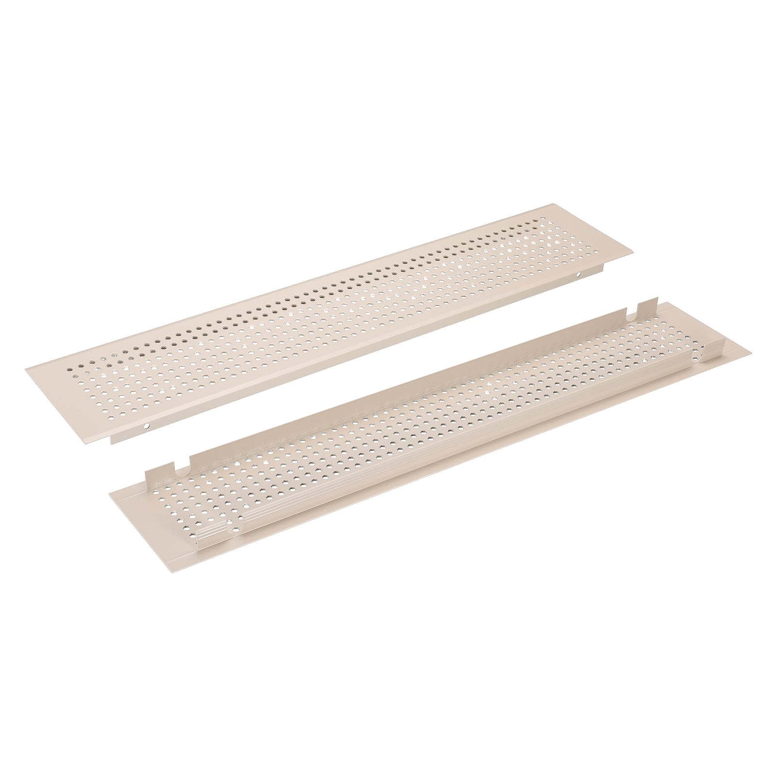 Uxcell Door Air Vent Cover, 16 x 3 Inch (LxW) Cabinet Vent Two Sided Door Grille Heavy Duty Rust-Proof for Floor Cabinet Bathroom Kitchen, Cashmere Gray (Openings 14.37 x 2.52)