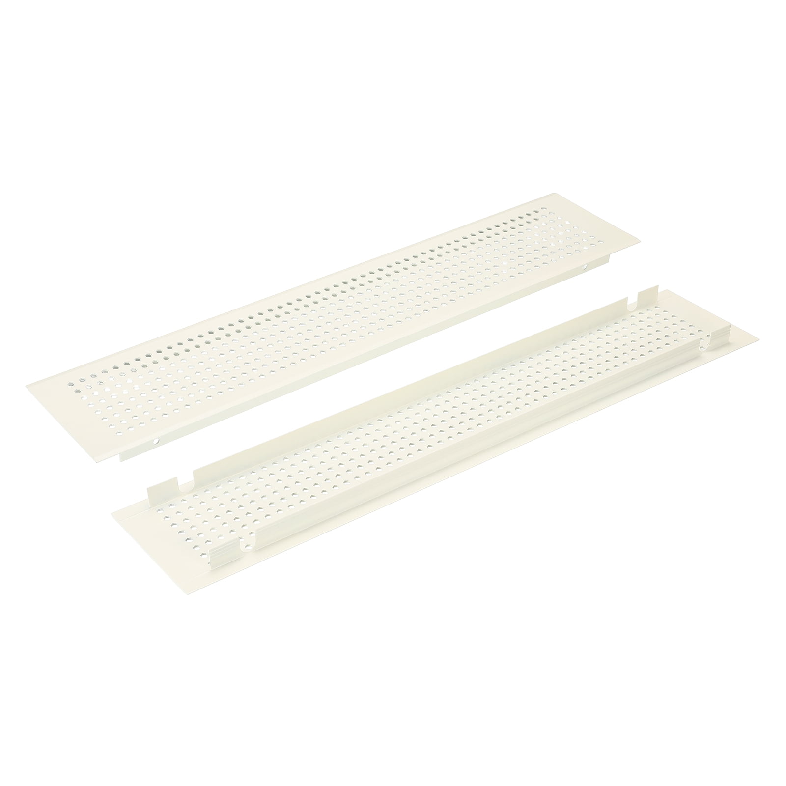 Uxcell Door Air Vent Cover, 16 x 3 Inch (LxW) Cabinet Vent Two Sided Door Grille Heavy Duty Rust-Proof for Floor Cabinet Bathroom Kitchen, White (Openings 14.37 x 2.52)
