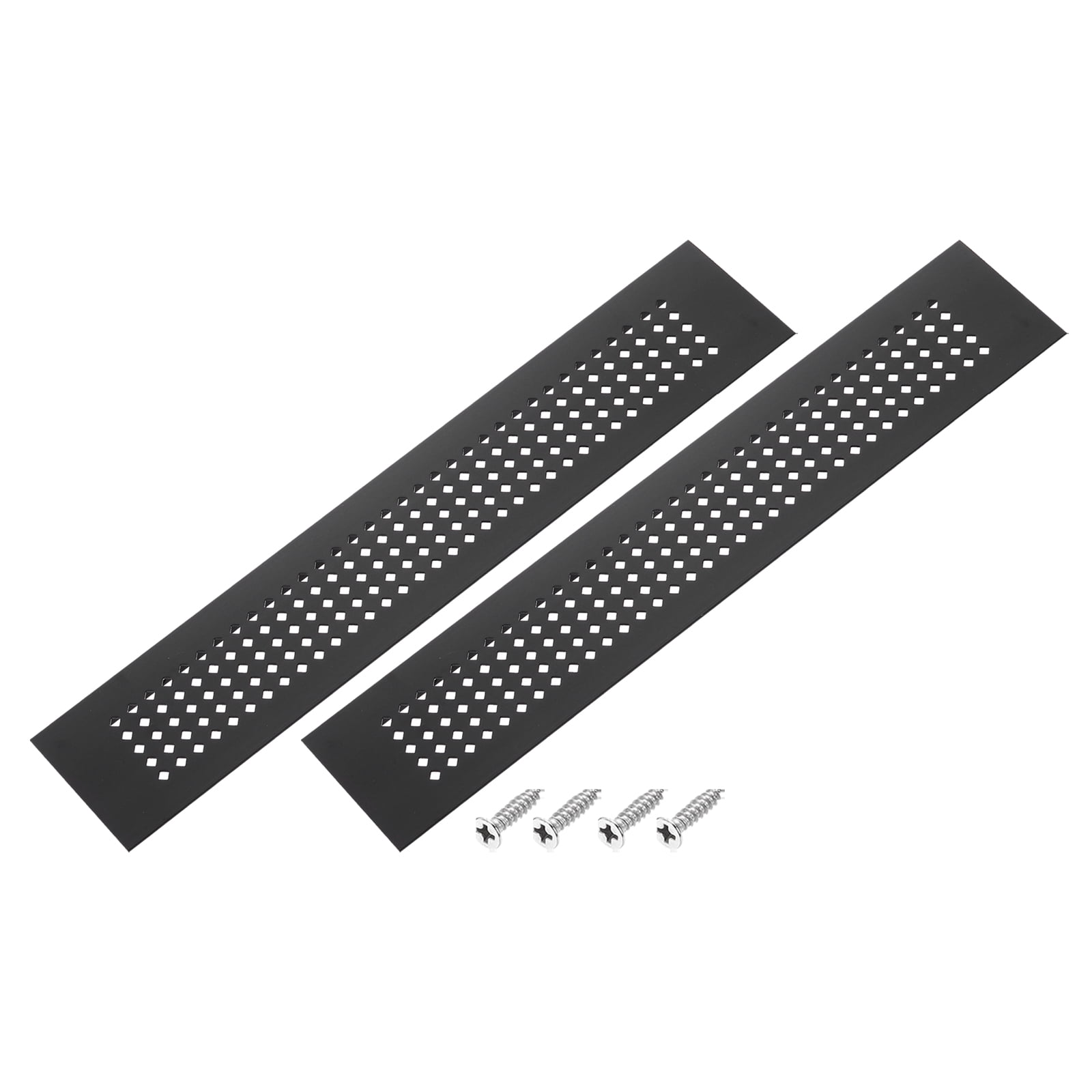 Uxcell 2Pcs 14 x 2" Door Air Vent Cover Grille Ventilation Cover with Screw Black