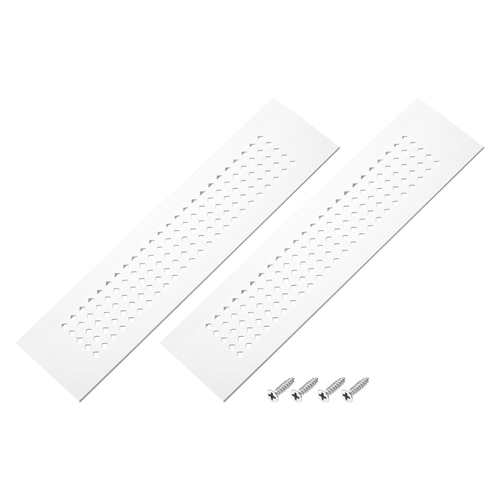 Uxcell 2Pcs 8 x 2" Door Air Vent Cover Grille Ventilation Cover with Screw Silver
