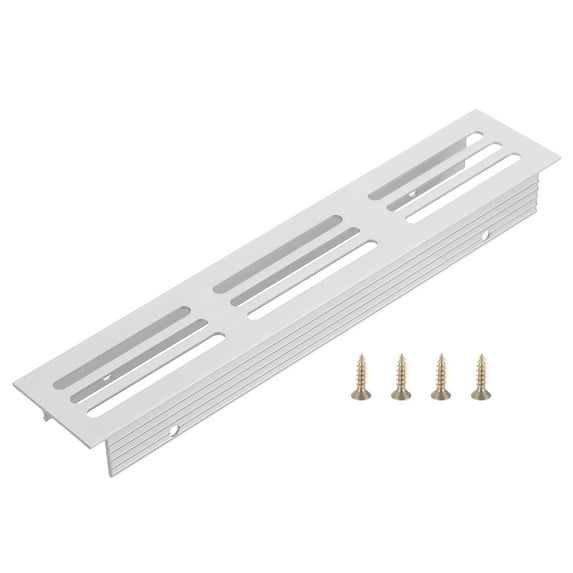 Uxcell Door Air Vent Cover, Aluminum Louvered Ventilation Grille Rectangle Toe Kick Vent with Mounting Screws for Shoe Cabinet Wardrobe Silver 6 x 1.2 Inch