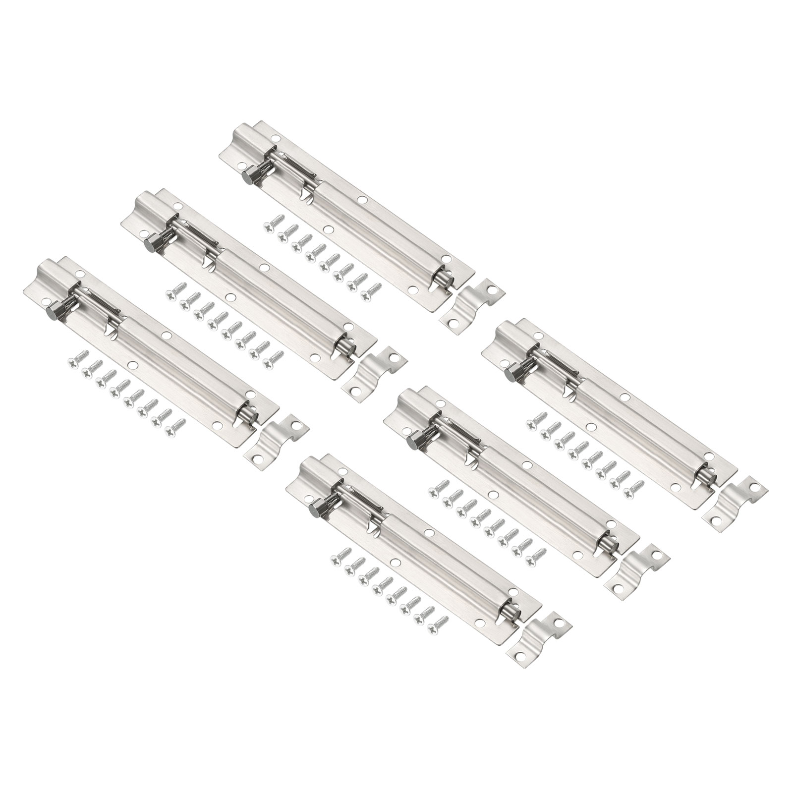 Uxcell Door Barrel Bolt Latch 5 Inch, 6 Pack Stainless Steel Security