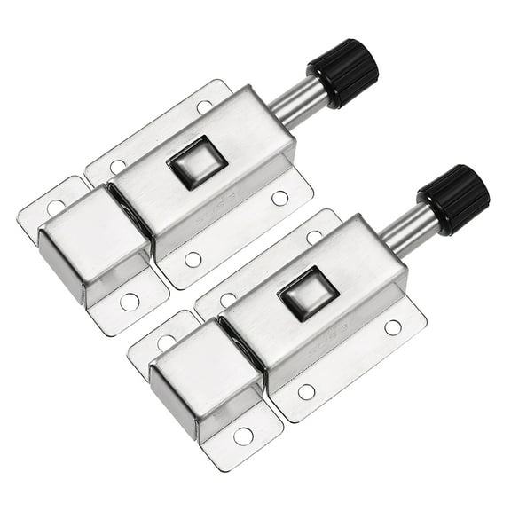 Uxcell Door Barrel Bolt, Security Push Button Spring Loaded Latch,Stainless Steel 304,2 Pack