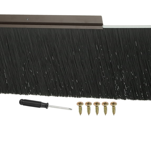 Uxcell Door Brush Sweeps, H-shape Aluminum Alloy Holder Door Sweep for Bottom of Door Seal Brown 5.91" x 47.24"