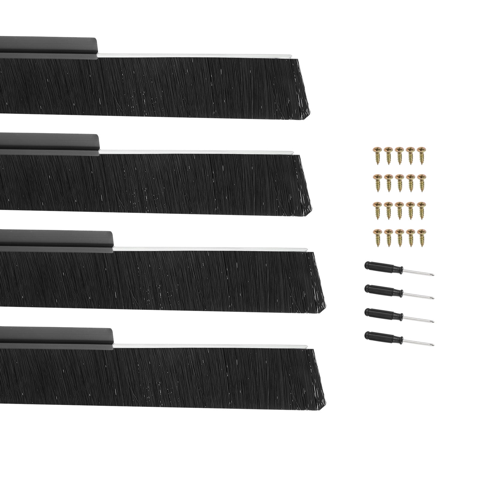 Uxcell Door Brush Sweeps H-shape Aluminum Alloy Holder Door Sweep for Bottom of Door Seal Garage Black 1.97" x 39.37"