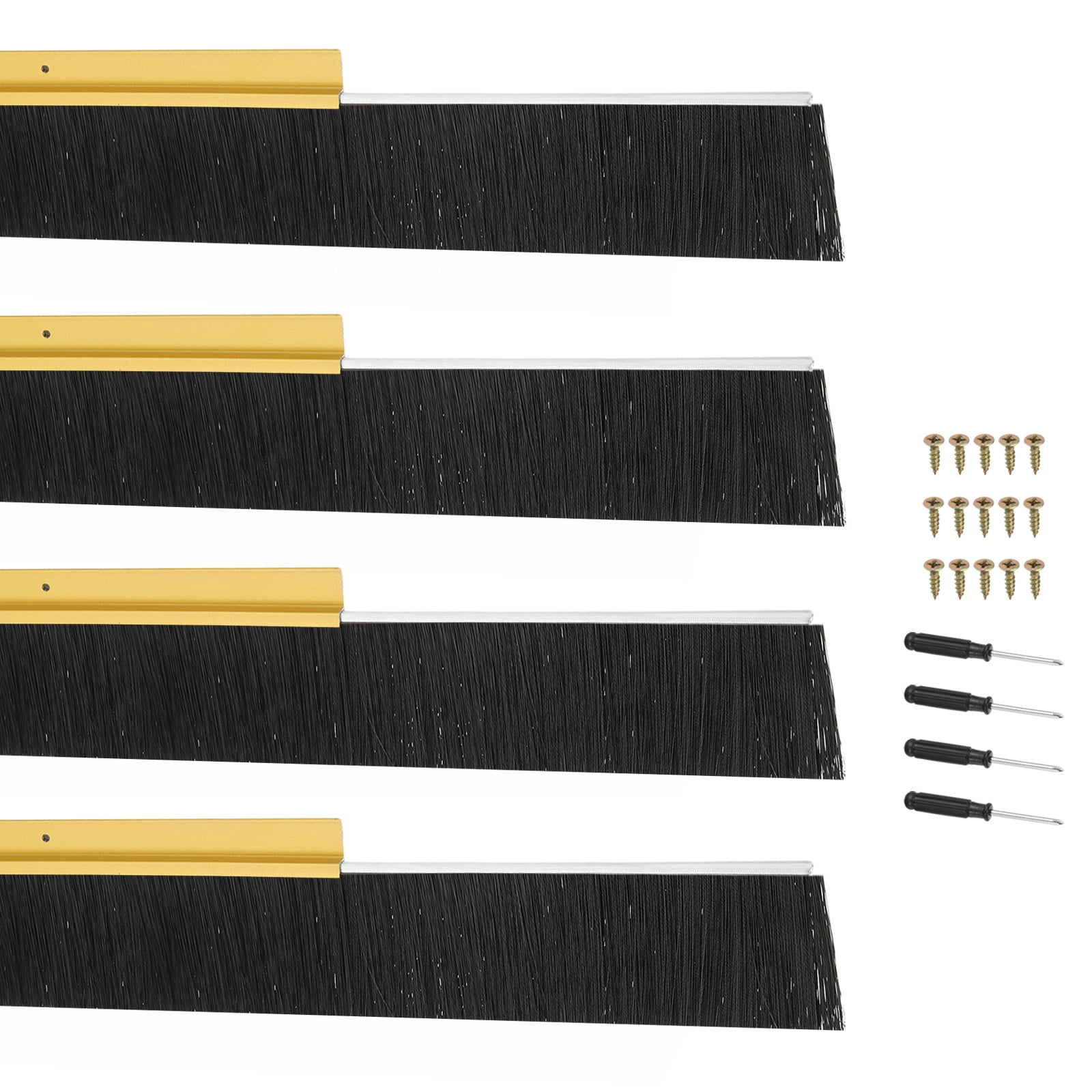 Uxcell Door Brush Sweeps H-shape Aluminum Alloy Holder Door Sweep for Bottom of Door Seal Garage Gold 3.54" x 39.37"
