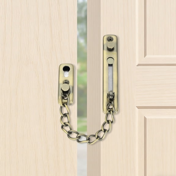 Uxcell Door Chain Lock, 304 Stainless Steel Anti-Theft Chain Latch, Security Front Door Guard Lock with Spring with Adhesive for Home, Bedroom, Hotel, Cabinet Safety, Bronze