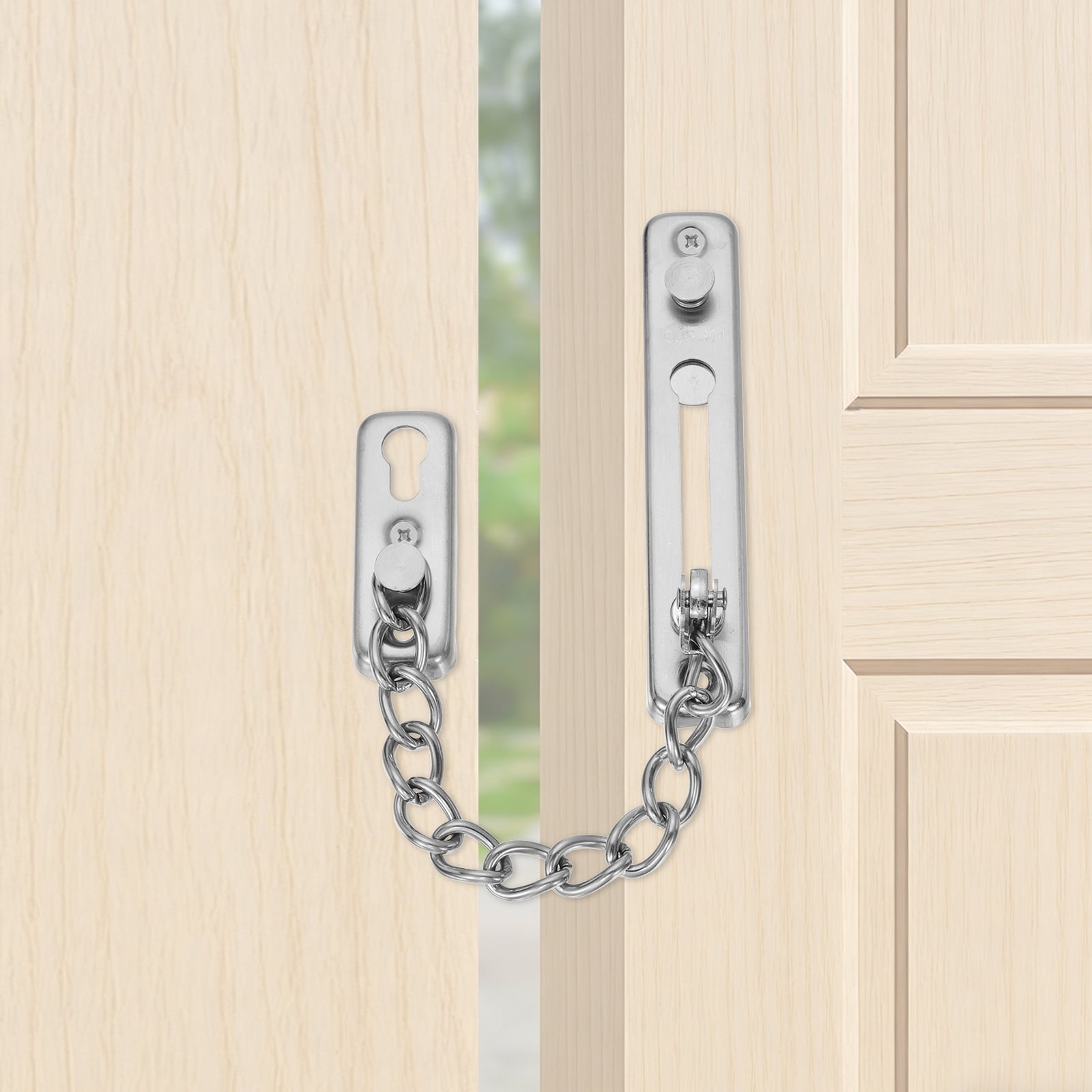 Door Chain Lock, 304 Stainless Steel Anti-Theft Chain Latch, Security Front Door Guard Lock with Spring with Adhesive for Home, Bedroom, Hotel, Cabinet Safety, Steel at Walmart