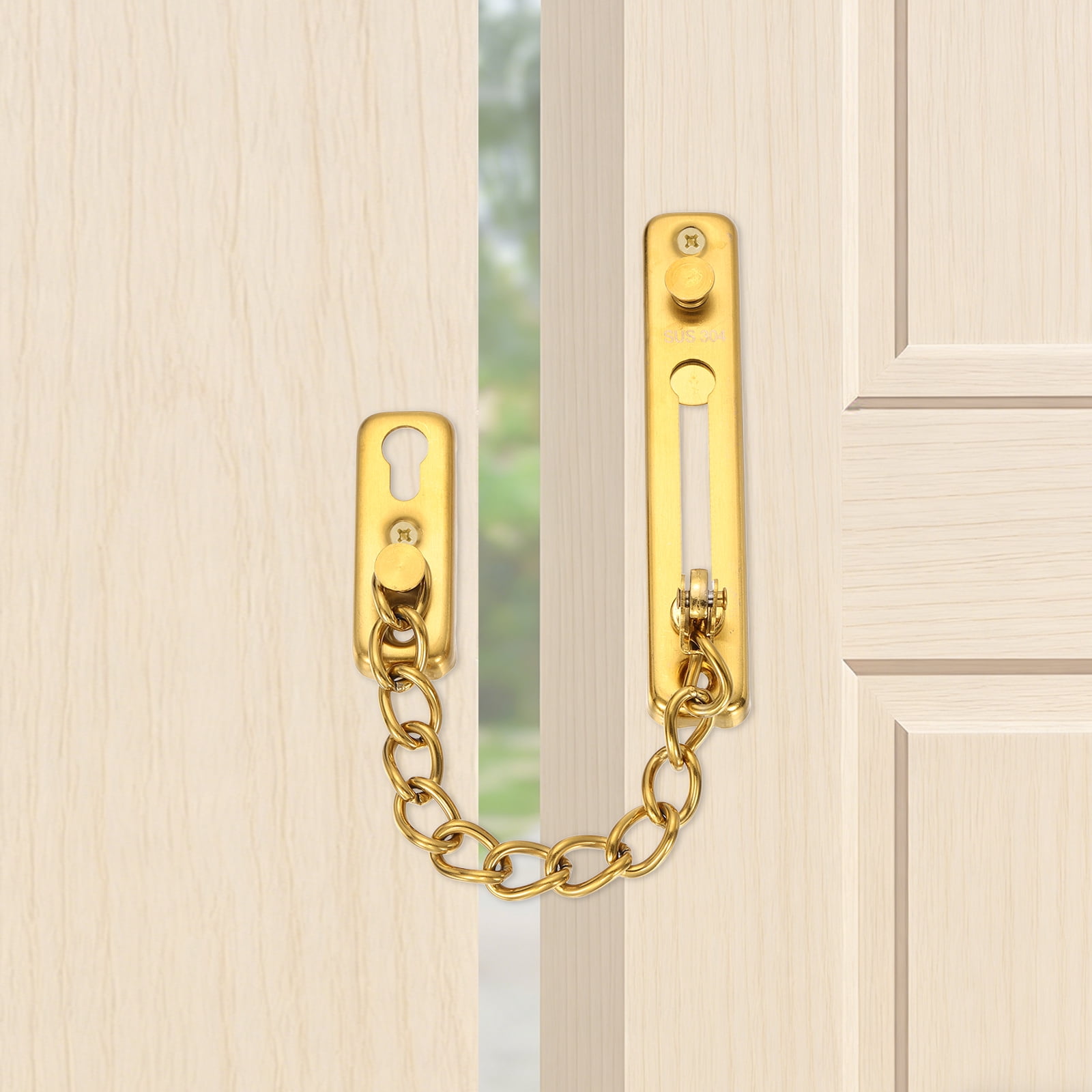 Door Chain Lock, 304 Stainless Steel Anti-Theft Chain Latch, Security Front Door Guard Lock with Spring with Screws for Home, Bedroom, Hotel, Cabinet Safety, Gold at Walmart