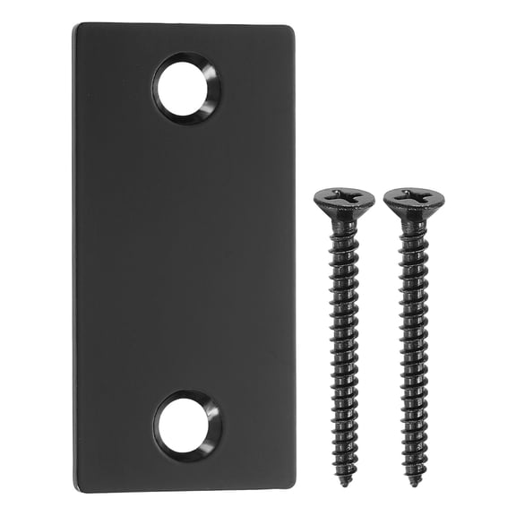 Uxcell Door Edge Hole Filler Plate, 2.24" x 1.1" Door Hole Cover Plate Stainless Steel Deadbolt Cover Plate with 40mm Screws for Fixing Wooden Furniture Corner, Black
