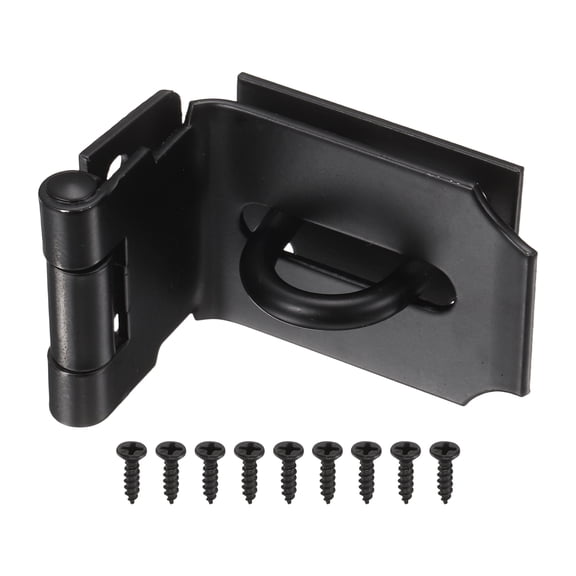 Uxcell Door Hasp Latch (3 Inch, Black) (1 Pcs), Stainless Steel 90 Degree Padlock Hasp Safety Angle Locking Latch with Screws, Suit For- Cabinet/Garden/Yard/Shed/Closet