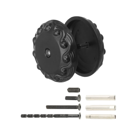 Uxcell Door Hole Cover Plate Zinc Alloy Vintage Round Deadbolt Knob Hole Repair Cover for Hole Filling Black