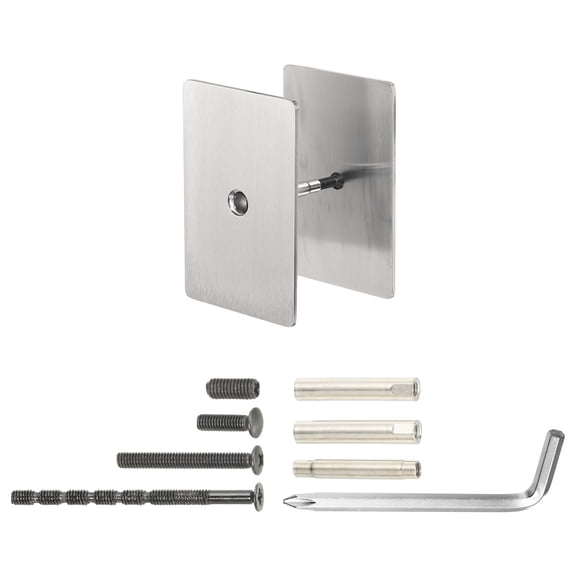 Uxcell Door Hole Cover Plate, 3-5/32 Inch Stainless Steel Cuboid Deadbolt Knobs Fixing Cover with Hex Wrench Fits Doors 1-3/16" to 4-3/4" Thick for Hole Filling Decoration, Silver