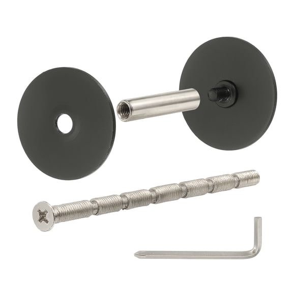 Uxcell Door Hole Cover Plate, (Black) Stainless Steel Deadbolt Cover Plate Door Knob Hole Filler Plates with 3.54" Connecting Screws, Suit for - 1-3/8" Holes/Door/Cabinet/Wall