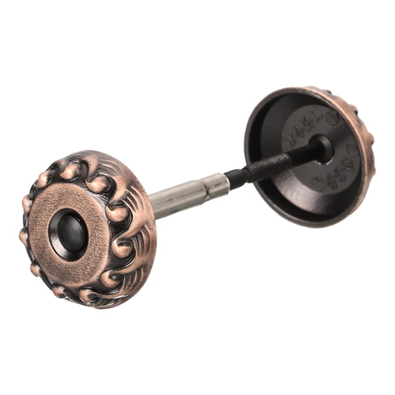 Uxcell Door Hole Cover Plate Zinc Alloy Wave Round Deadbolt Cover Plate Door Reinforcement Plate for Door Hole Filling Red Patina