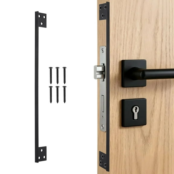 Uxcell Door Latch Guard Plates, 11" Stainless Steel Door Latch Shield Doors Security Protector Shield with Screws for Doors Lock Deadbolt, Black