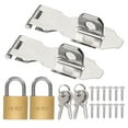 thumbnail image 1 of Uxcell Door Lock Hasp Latch, Stainless Steel Safety Hasp Lock Clasp Hinge Packlock with Screw/Key Silver/Gold 2.24", 1 of 7