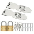 thumbnail image 1 of Uxcell Door Lock Hasp Latch, Stainless Steel Safety Hasp Lock Clasp Hinge Packlock with Screw/Key Silver/Gold 3.86", 1 of 7