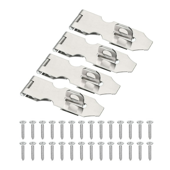 Uxcell Door Lock Hasp Latch Stainless Steel Safety Hasp Lock Clasp Hinge Packlock 3"