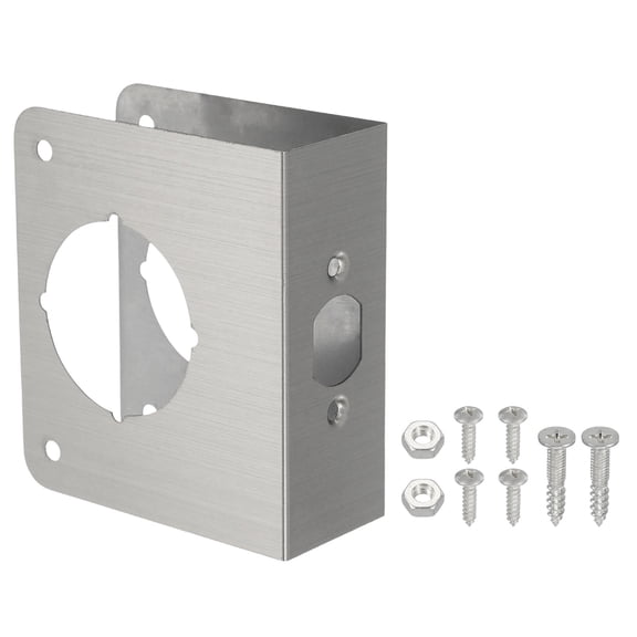 Uxcell Door Reinforcement Plate for Door Repair and Reinforcement 1 Set for 1-3/4" Thick Door 4-1/2" Size Silver