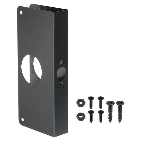 Uxcell 1 Set Door Reinforcement Plate for 1-3/8" Thick Door 9" Size Black