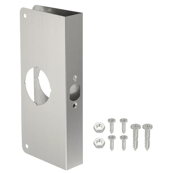 Uxcell Door Reinforcement Plate 1 Set Repair Kit for 1-3/8 Thick Door 9" and Security Silver