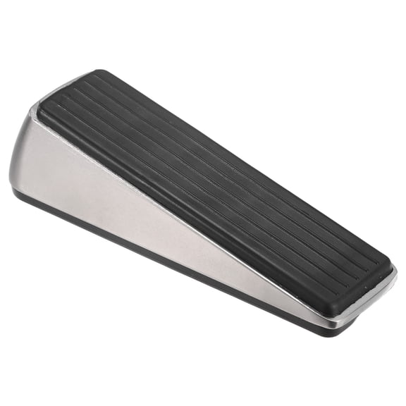 Uxcell Door Stoppers, 1.3 Inch/32mm Tall Zinc and Rubber Door Stop for Any Heavy Door/Any Floor[Brushed Silver]