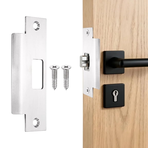 Uxcell Door Strike Plate, 4 27/32" x 1 7/8" Security Latch Strike Deadbolt Plates Door Backplate with Screws for Interior Doors Exterior Deadbolt (Silver)