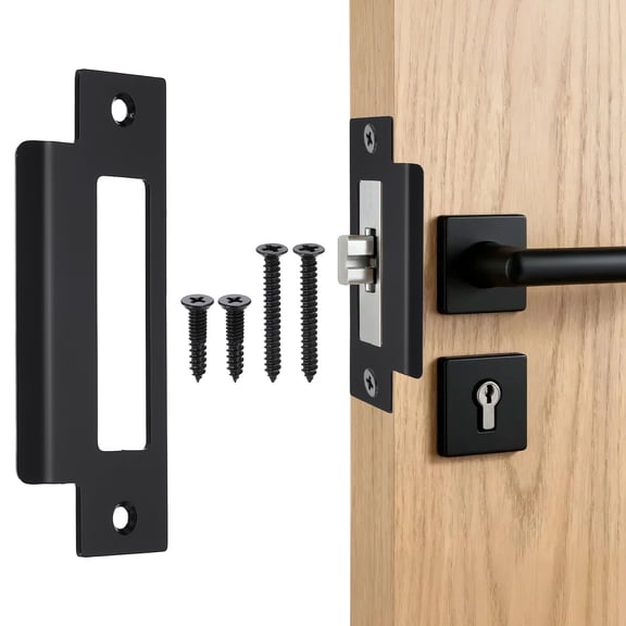 Uxcell Door Strike Plate, 4 7/8" x 2" Security Latch Strike Deadbolt Plates Door Backplate with Screws for Interior Doors Exterior Deadbolt (Black)