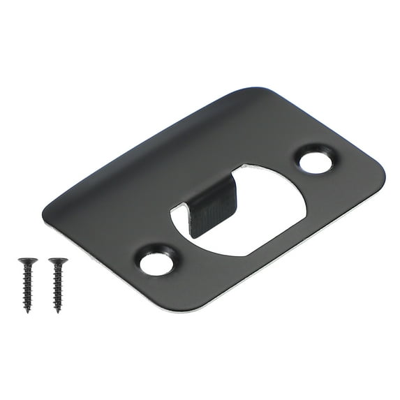 Uxcell Door Strike Plate, Round Corner Extended Lip Strike Plate Universal Security Latch Strike Black