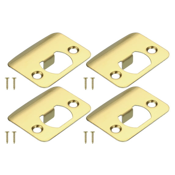 Uxcell Door Strike Plate, Round Corner Extended Lip Strike Plate, Universal Security Latch Strike Deadbolt Gold