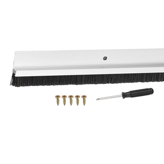 Uxcell Door Sweep Aluminum Alloy Brush Sweeps, PP Brush Fit for Gaps of Door Bottom - H-Shape Holder Silver 0.4 Inch