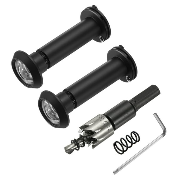 Uxcell Door Viewer Peephole, Copper Privacy Door Viewer with Privacy Cover, 180-Degree Fits Doors with Drill Bit for Security Black