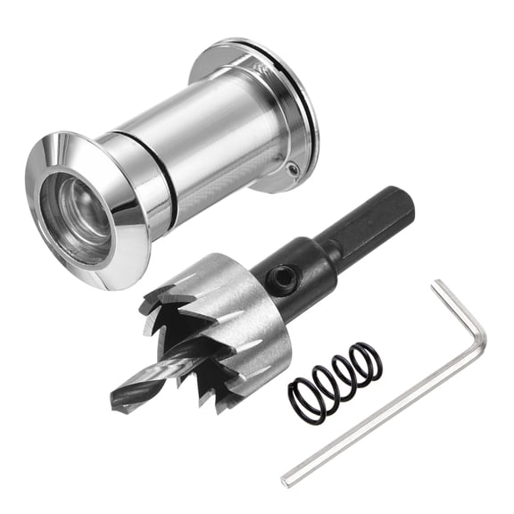 Uxcell Door Viewer Peephole Copper Privacy Door Viewer with Privacy Cover Fit Door with Drill Bit for Security 15/16",1-3/4" Silver