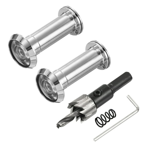 Uxcell Door Viewer Peephole Copper Privacy Door Viewer with Privacy Cover Fits Door with Drill Bit for Security Silver 5/8",1-3/4"